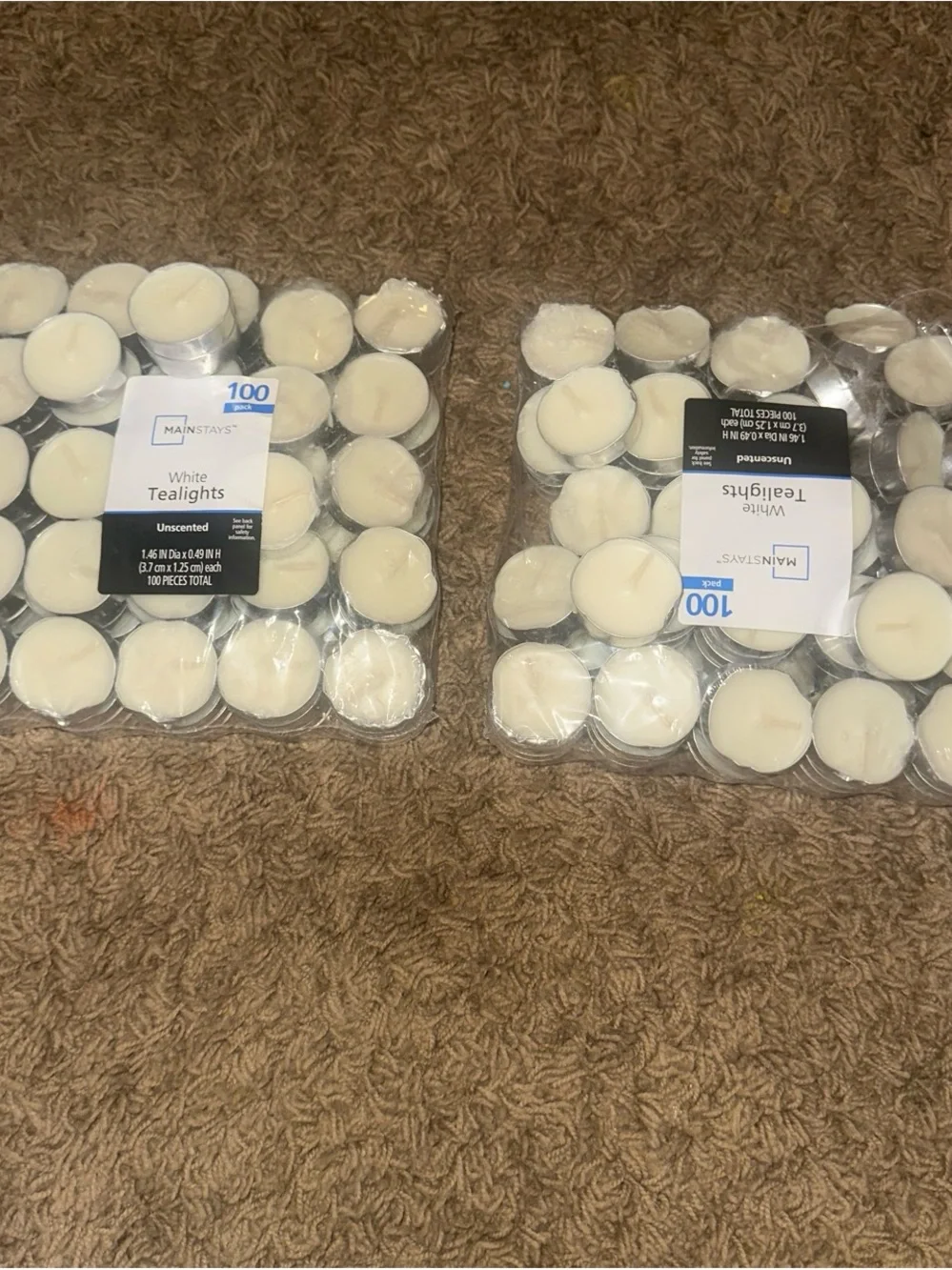 2 Mainstays White Tealight Candles - 2 Pack Presentation
